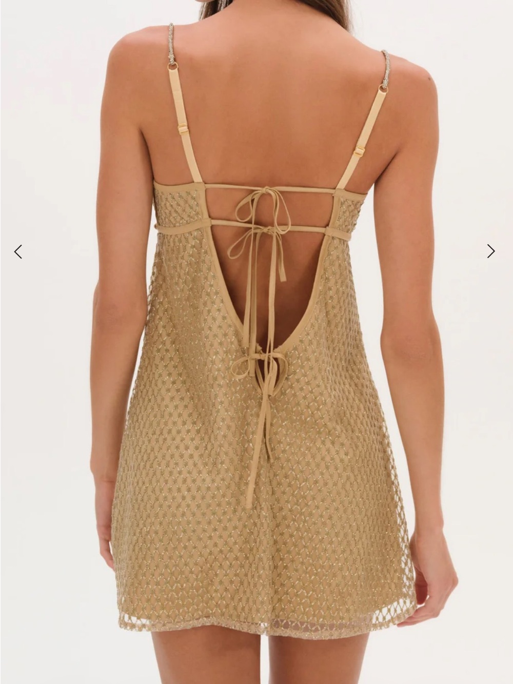 For Love and Lemons Glitter Slip Dress Gold - Picture 2 of 5